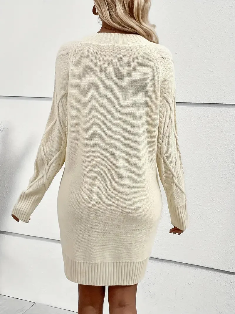 Wenkouban-Christmas Thanksgiving Gift New Year's Eve Dress party look inspos back to school dress  Casual Crewneck Solid Color Knit Sweater Dress