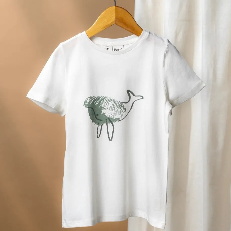 Whale by Human Nature Kids Unisex Organic Cotton T-shirt | White