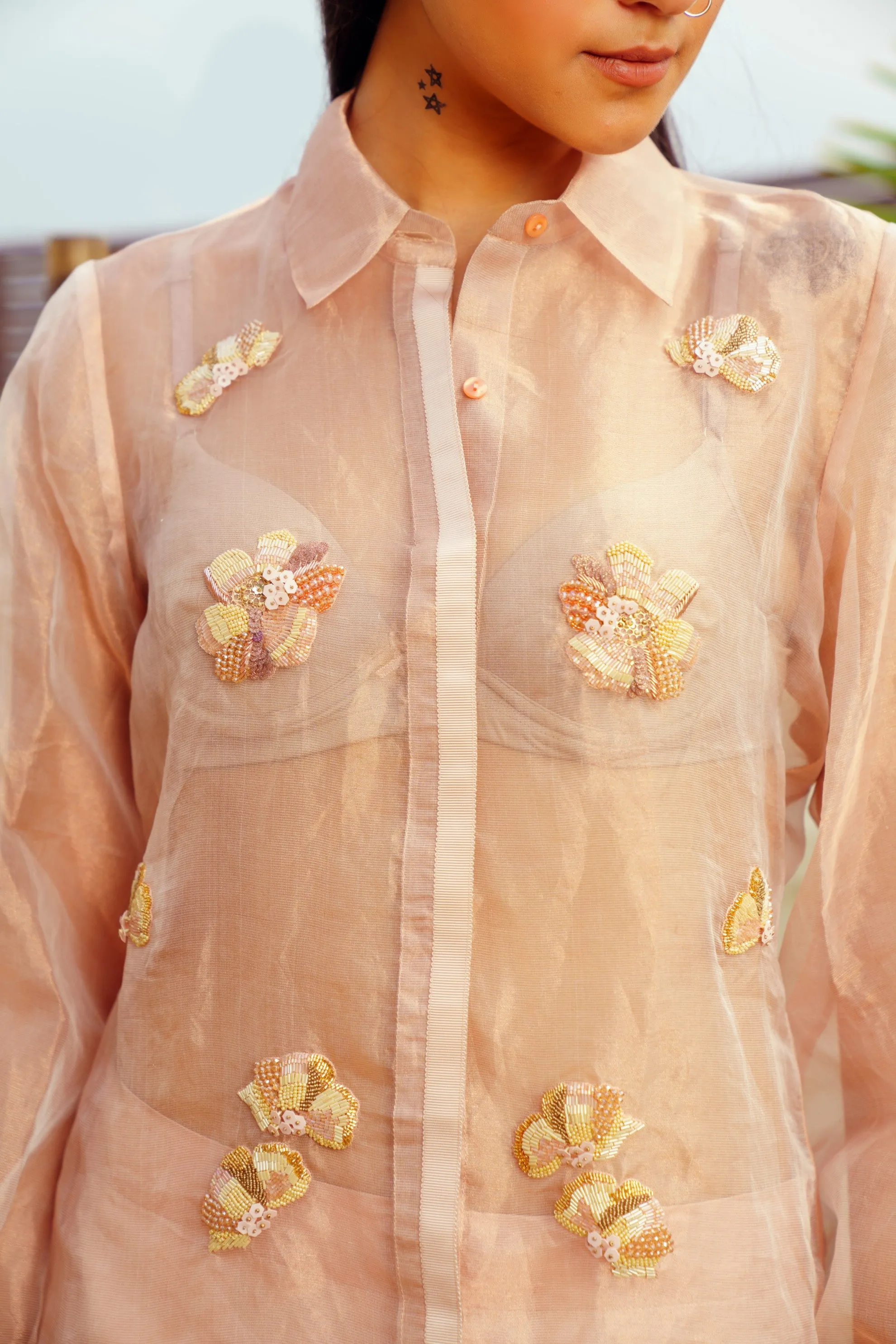 WHISPERING PETALS ORGANZA SHIRT