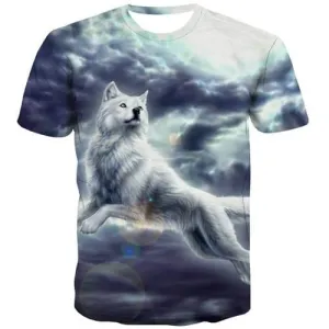 Wolf T-shirt Men Galaxy Space Tshirt Anime Animal Tshirt Printed Novel Tshirts Novelty Harajuku Tshirts Casual Short Sleeve