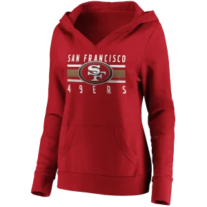 Women's 49ers Stacked Stripes Notch Neck Pullover Hoodie