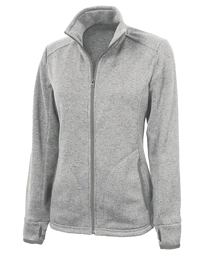 Women's Heathered Fleece Jacket Light Grey