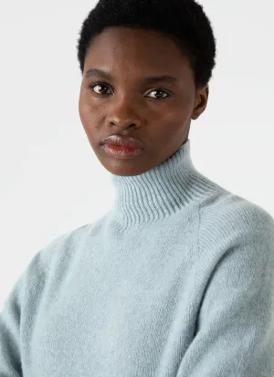 Women's Lambswool Funnel Neck Jumper in Blue Sage