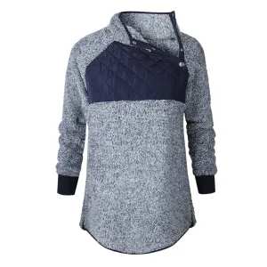 Women’s Navy Quilted Sherpa Pullover