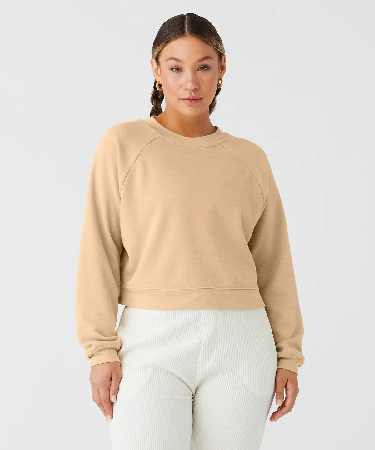 Womens raglan pullover fleece | Heather Sand Dune