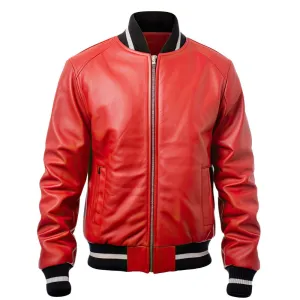 Women's Vintage Racer Red Lyla Bomber Genuine Cowhide Leather Jacket