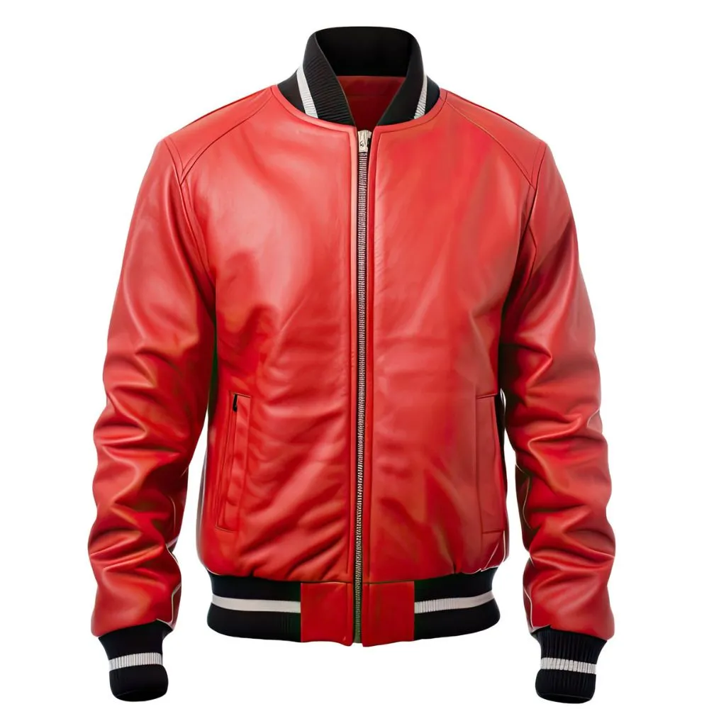 Women's Vintage Racer Red Lyla Bomber Genuine Cowhide Leather Jacket