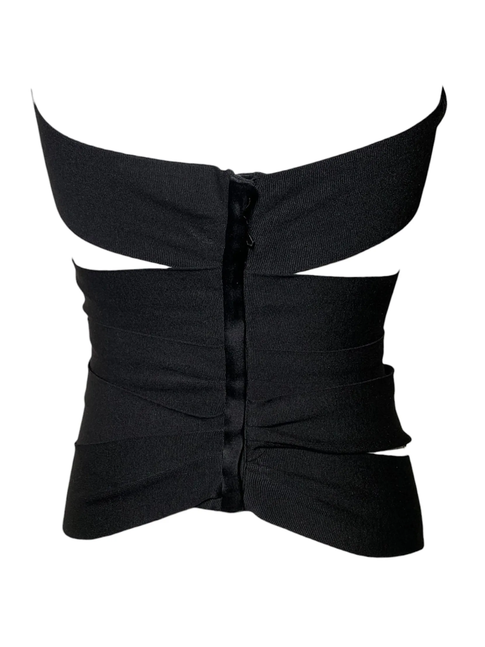 Yves Saint Laurent S/S 2001 RTW Tom Ford Runway Black Bondage/Bandage Wrap Belt Top