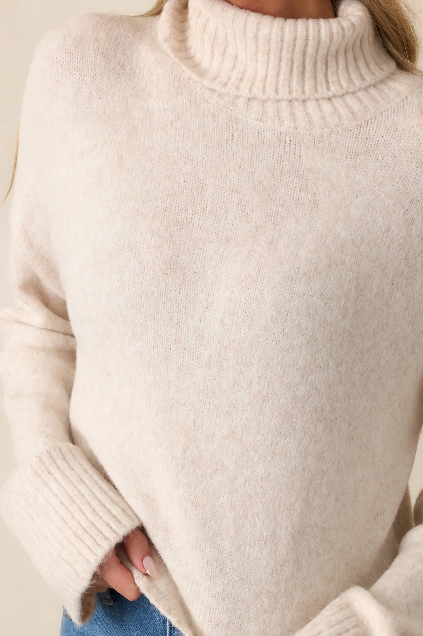 Z Supply Ursa Light Oatmeal Heather Turtleneck Sweater Top