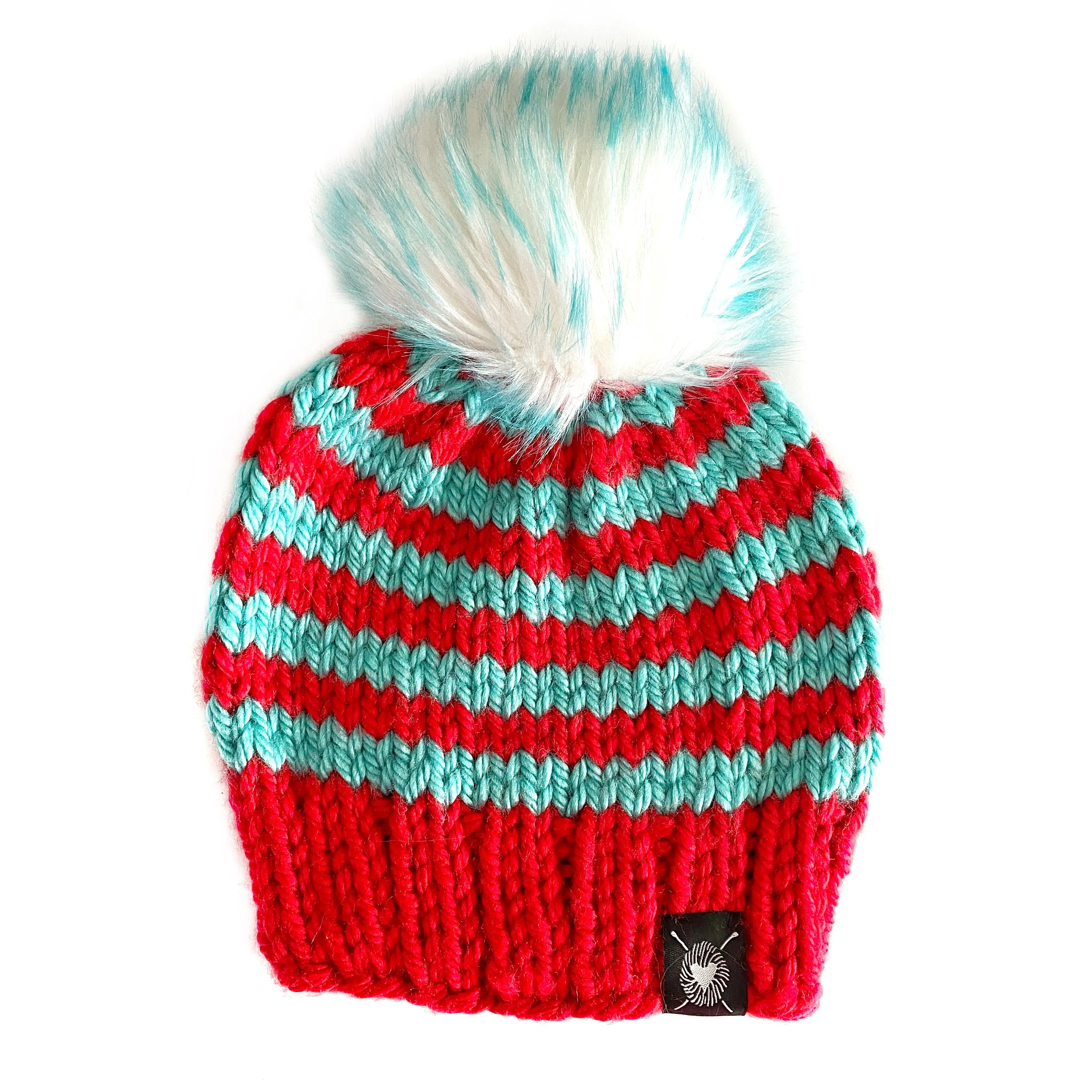 Zero Waste : Wide Stripe Pom-Pom Beanie(wool free)